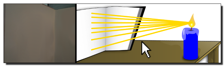 Gegenüberstellung der Lichtwege mit und ohne Glas.